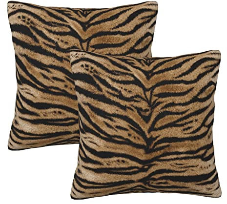 Perinsto Tiger Texture Print Wurfkissenbezüge, Set mit 2 Tierfellmustern, dekorative Kissenbezüge, weiche Kissenbezüge für Sofa, Couch, Bett, Heimdekoration, 45,7 x 45,7 cm