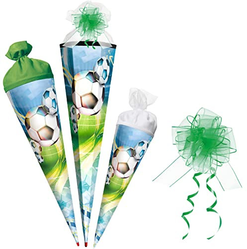 alles-meine.de GmbH Schultüte - Fußball 35-100 cm Größe wählbar mit/ohne Holzspitze - Zuckertüte - Zubehör - passende kleine Deko Schultüten - Zuckertüte - Tüllabschluß..