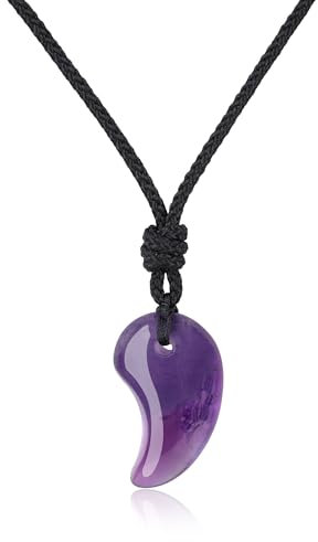 COAI Kristallkette Glückskette Japanische Magatama Kommaförmiger Horn Anhänger aus Amethyst