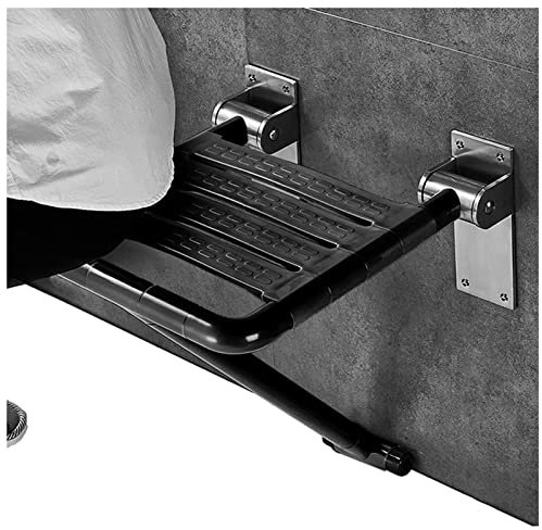 EEUK Duschsitz klappbar wandmontage Edelstahl duschklappsitz schwarz Duschstuhl Zur Wandmontage Klappbarer Sicherheits Duschhocker Für Badezimmer, Kann 200 Kg Tragen