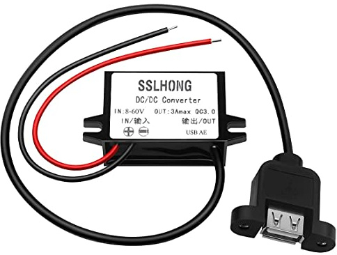 SSLHONG DC DC 8-60V to 5V QC 3.0 USB A with Ear Output 3A/15W Power Adapter Converter Step Down Voltage Regulator Transformer Module Charger