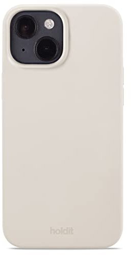 holdit Silikonhülle iPhone 14/13-0,8mm Ultra dünn Handyhülle Silikon - Trendy Slim Silicone case mit Voller Schutz (erhöhte Kante für Kameraschutz) - Light Beige