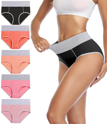 wirarpa Culottes Coton pour Femmes Shorty Confort Slips Femme Culotte Taille Haute Lot de 5