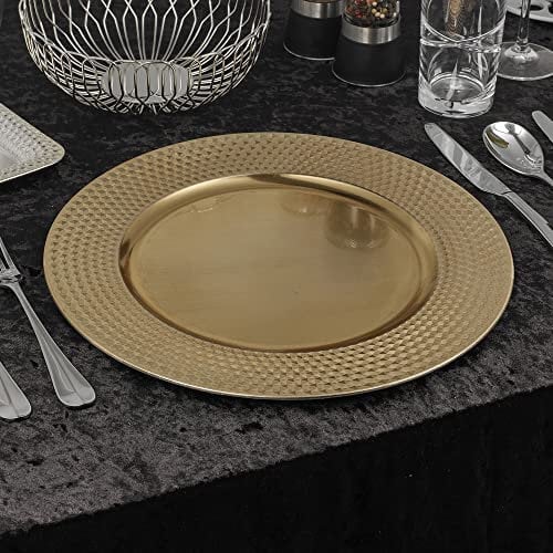 Platos de cargador de cena de Navidad de 33 cm, manteles individuales, mesa de comedor, decoración reutilizable para fiestas (dorado brillante Geo, 6 platos de cargador)