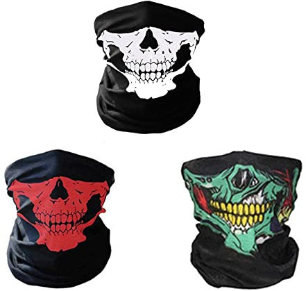 Janzoom Lot de 3 masques tubulaires sans couture en forme de tête de mort respirants pour le visage, l'écharpe, le sport, l'Halloween