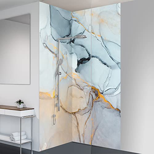 yourplate Duschrückwände mit individueller Größe (2 Rückwände – Premium Nano Glanz – art01) – Duschrückwand Alu mit Feuchtigkeitsschutz – Rückwand Dusche zur einfachen Montage