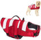 Gilets de Sauvetage pour Chiens Gilet de Flottaison Animaux Réglable,Gilets de Flottaison pour Animal de Compagnie avec Souple Poignée Pet Life Jacket(Rouge,M)