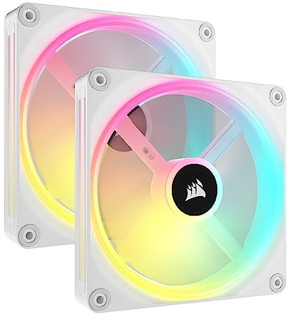 Corsair iCUE LINK QX140 RGB 140mm Magnetic Dome RGB Fans - Double Fan Starter Kit with iCUE LINK System Hub - White