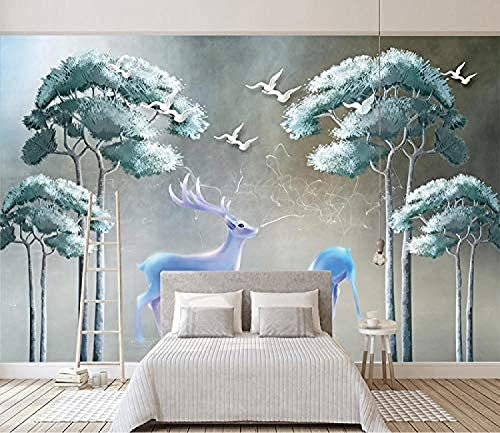 Wandbilder Fototapete 3D Wanddekoration Anpassen, Tier Jedes Reh Fresko, Hd-Druck, Kunstposter, Bild, Foto, Wasserdicht, Zum Abziehen Und Aufkleben, Für Wohnzimmer, Fern 300 (Breite) x 210 (Höhe) cm