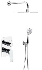 Ramon Soler - Grifo de Ducha Monomando Empotrado 2 Vías, Ahorro de Agua, Cromado, Accesorios ABS Redondos, Sistema S2, Serie New Fly