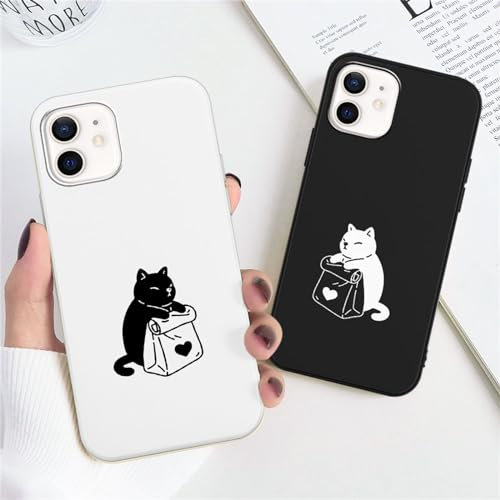 Xylota 2 Stück Handyhülle für iPhone 12/iPhone 12 Pro 6,1 Hülle, Niedlich Case mit Cartoon Muster Katze Design, Dünn Silikon Weich TPU Bumper Stoßfeste Kratzfest Schutzhülle Cover für iPhone 12 Pro