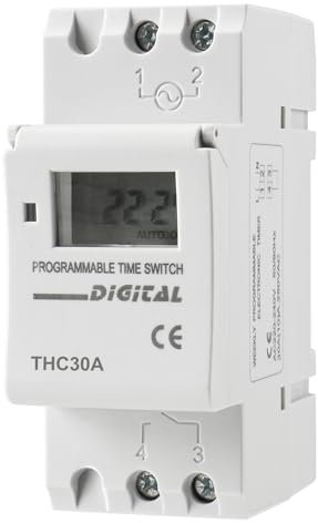 BAOMAIN Horloge programmable hebdomadaire Digital LCD 30A Ampère 32 on & 32 Off Interrupteur de répétition de l'heure,THC30A 220V