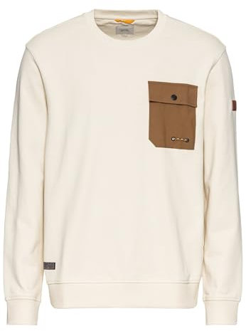 camel active Herren Rundhals Sweatshirt mit Brusttasche Creme, Menswear-L