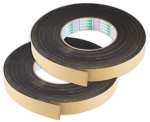 TOP-VIGOR 2Pcs Self Adhesive Sealing Foam Tape, 20mm(W) x 1.5mm(T) x 10M/32.8ft(L) Single Sided Foam Weather Strip High Density Draft Excluder Strip for Window and Door Insulation