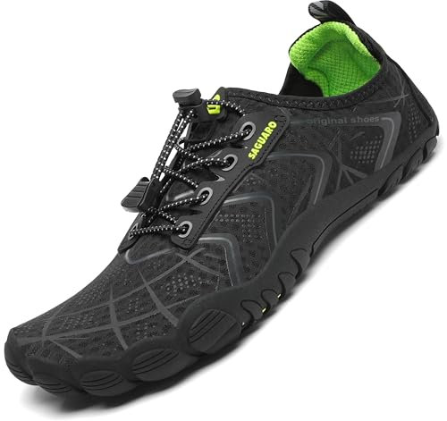 SAGUARO Sommer Unisex Badeschuhe Herren Schnell Trocknend Fitnessschuhe Damen Barfussschuhe Dicke Sohle Schwarz Gr.45