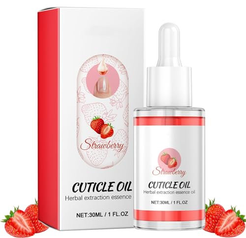 Nail Cuticle Oil, 30ml Cuticle Oil For Nails, Herbal Extraction Essence Oil With Organic Vitamin E, Jojoba Nail Oil Cuticle, Deeply Hydrating & Nourishing Conditioner Oil Nail Care Repair(Strawberry)
