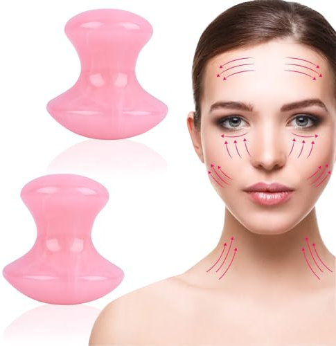 2 Stück Gua Sha Pilzform Massage Werkzeug,Gua Sha Rosenquarz,Gua Sha Pilz Massage Steine,Massagesteine Gesicht,Pilzform eye Gua Sha Set für Gesicht und Augen, für Falten Entfernen und SPA
