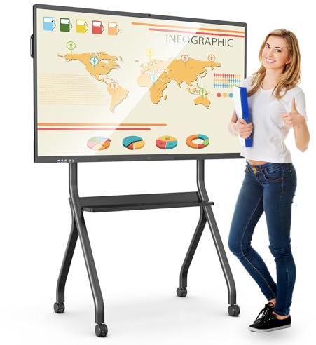 JASZDOT 55'' Smart Board, 4K UHD Lavagna Interattiva Digitale PC Touchscreen Wireless Android13 per Aula, Casa, Ufficio e Studio Supporto WiFi, HDMI, Bluetooth (con supporto a parete)