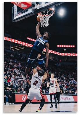 Anthony Edwards Slam Dunk Basketball-Poster, dekoratives Gemälde, Leinwand, Wandposter und Kunstdruck, moderne Familienschlafzimmer-Dekoration, Poster, 20 x 30 cm