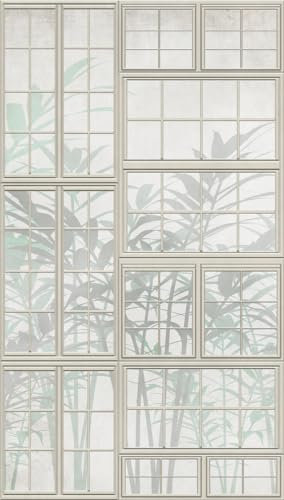 Livingwalls Fototapete Fenster in Creme, Beige, Grün - hochwertige Vliestapete 398451 mit Motiv auf 1,59 m x 2,80 m - Made in Germany