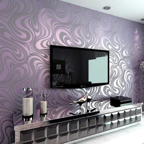 Baketron Purple Vintage Abstract Galaxy Embossed Wallpaper for Living Room Bedroom Colourful Gothic Mural Wall Paper Roll Modern Geometric Glitter Textured Wallpaper Hallway Feature Wall
