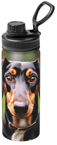 Dachshund Weiner - Botella de agua deportiva aislada al vacío con estampado de perros salchicha, botella de agua de acero inoxidable de 18 onzas para gimnasio, deportes en casa