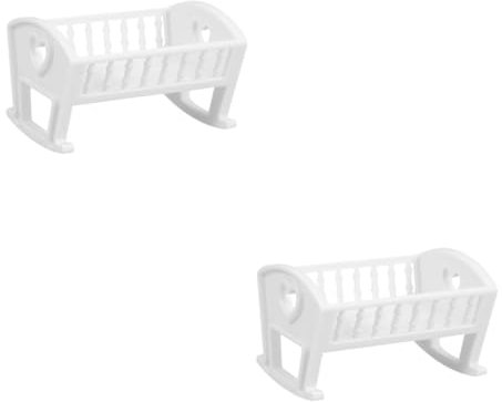 WOONEKY 2 Stück Puppenhaus Kleine Möbel Mini Krippe Puppen Krippe Puppe Mini Bett Puppenhaus Kinderbett Modell Mini Modelle Puppenschlafzimmer Kinderbett Mini Zubehör