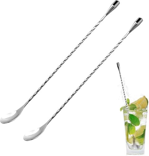 Xuxinsheng Bartender Mixing Spoon Stainless Steel Twisted Blender Long Handle Spiral Design Cocktail Bar Spoon Bar Mixing Spoon