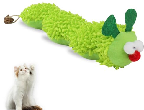 LuckyOpt Katzenminze Spielzeug für Katzen, niedliche Katzenminze Spielzeug Raupe Form Katze kauen Spielzeug, weiche Plüsch Katze Spielzeug für Hauskatzen (Raupe)