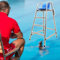 Sedia alta salvavita in acciaio inox per piscina/parco acquatico con sedile di guardia ad alta vita (150 cm)