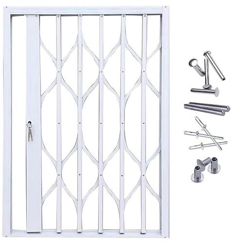 Générique Garde-Corps de fenêtre Anti-effraction intérieur, Grille de sécurité for Portes-fenêtres d'hôtels, d'écoles, fenêtres coulissantes, Barres de Balcon Extensibles avec Serrure(Milk,59x59in)