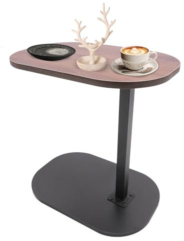 JDBDU C-Förmig Beistelltisch Couch, Sofa Beistelltisch Bett 360° Drehbarer 45-80cm Höhenverstellbare Beistelltische Sofa Tisch Für Wohnzimmer Und Schlafzimmer (Walnussbraun)