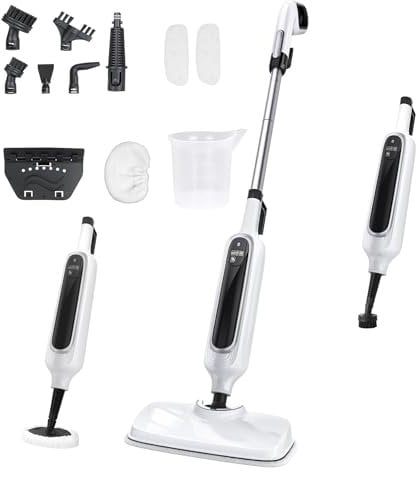 12-in-1 Steam Mop, Detachable Steam Cleaner for Home and Floor Cleaning, Handheld Floor Steamer for Cleaning Hardwood, Windows, Tiles Grout, Furniture, Carpet with Washable Microfiber Pads