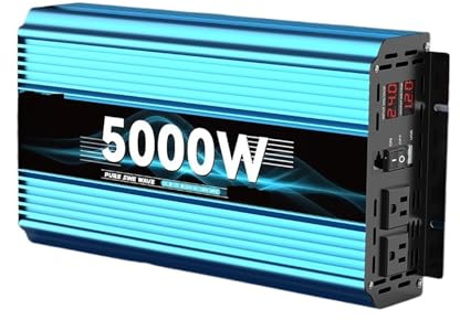 Onduleur de Puissance, Onduleur 12 V 24 V vers 120 V sinusoïdal Pur 5 000 W CC vers CA for Panneau Solaire, Camping et extérieur