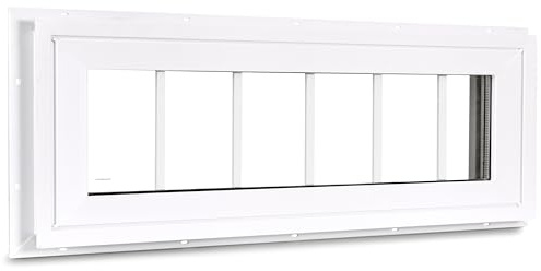 COLORPAPA Vinyl-Sichtfenster, 25,4 x 91,4 cm, Doppelscheibe, Haushalts-festes Fenster mit Gittern und gehärtetem Glas für Haus, über Türen, Garage, Flure (weiß)