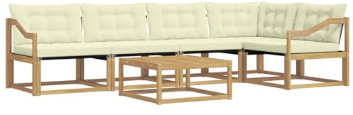 vidaXL Outdoor-Sofagarnitur 6 pcs Weiß und Creme 79 x 79 x 37 cm, Garten-Sofa, modernes Outdoor-Sofa, langlebige Terrasse, Chill-Lounge, stilvolle Komfort-Einheit zum Entspannen