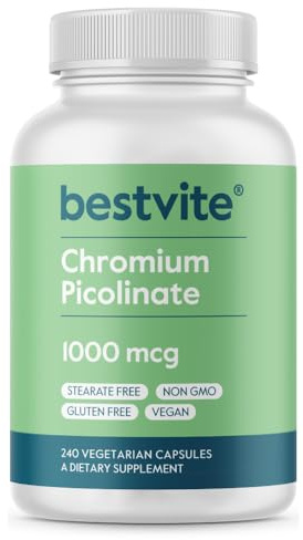 BESTVITE Chromium Picolinate 1000mcg (240 Veg Caps) - No Stearates - Vegan