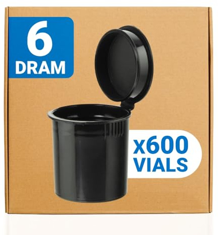 Loud Lock Pop Top Dram Bottles - (Black) - 6 Dram - 600 Per Case - (1.69 Deep X 1.09 Wide) - Dry Herb Containers - Child Resistant Smell Proof Container - Pill Vials - Rx Vial