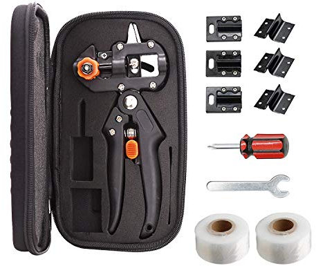 MoPei Kit de poda de Tijeras para injerto de jardín 2 en 1, injertar árboles frutales, Corte en U, Corte en V y Corte Ω, Acero japonés