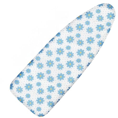 Housse de Planche à Repasser Extra Large et Coussin de Rechange avec Rembourrage épais résistant aux brûlures et aux Taches et Bord élastique 45,7 x 124,5 cm, 4 Attaches et 1 Chiffon de Protection en