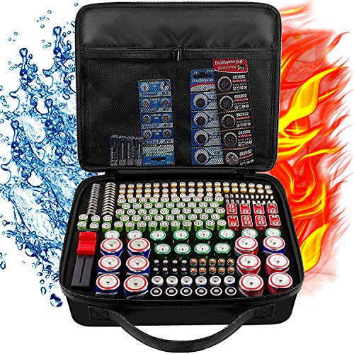Batterie-Organizer mit Batterietester, 250 + wasserdicht, explosionsgeschützte Box-Halterung, Tasche, passend für AA AAA AAAA 9V C D Lithium 3V LR44 CR2 CR1632 CR2032 CR123A