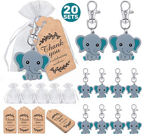 iZoeL Gastgeschenke Taufe Junge 20 Elefante Anhänger Thank You Danke Geschenke Babyparty Baby Shower Kommunion Kinderggeburtstag Party Mitgebsel