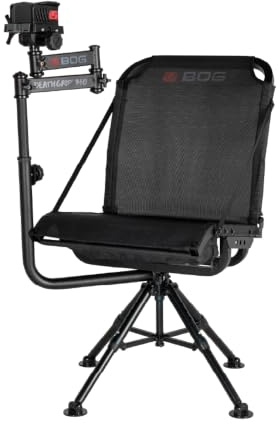 BOG DeathGrip 360 Chair with Lightweight Aluminum Construction, 4 Extendable Legs, DeathGrip Universal Gun Rest, 360 Adjustable Pivoting Seat, and Hands-Free Use During Hunting, Shooting, and Outdoors