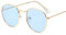 WQZYY&ASDCD Sonnenbrille Herren Damen Kleiner Rahmen Runde Damen/Herren Aluminium Spiegel Retro-Gold_Ocean_Blue