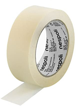 Nespoli – Nastro Carta Adesivo in Gomma Naturale, 38mm x 50m, Mascheratura Medium, Carta Gommata per Interni, Verniciatura Fai da Te - Nastro Imbianchino Facile da Strappare, Rimozione Senza Residui