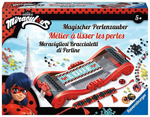 Ravensburger Métier à tisser 4005556181278 Magischer Perlenzauber Miraculous-Zauberhafte Armbänder aus bunten Perlen basteln, Kreatives Bastelset für Kinder ab 5 Jahren