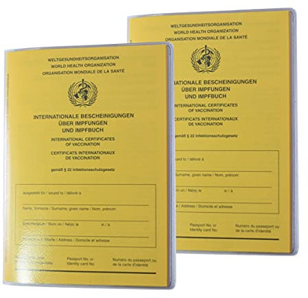 orgaexpert 2er Set Schutzhüllen 134x98mm für neuen Internat. Impfpass Umschlaghülle mit Buchrücken dokumentenecht - Made in Germany Impfausweis Impfbuch Hülle Etui Impfbescheinigung Mäppchen