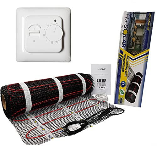 2m² Elektrische Fußbodenheizung 200W/m² elektro Bodenheizung TWiIN Fliese, Thermostat:Analoger