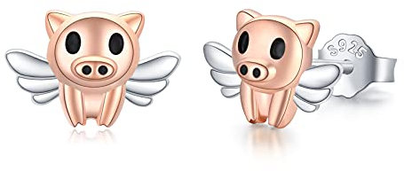 Schwein Ohrringe 925 Sterling Silber Tier Ohrstecker Schwein Schmuck Niedliches Geschenk für Damen Mädchen Kinder