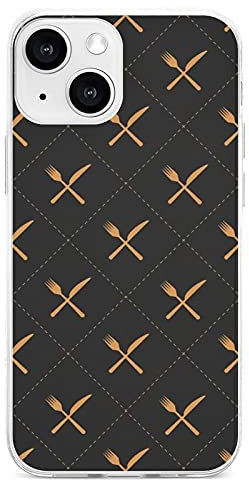 SEEKJOYS - Funda para iPhone 13 (15,5 cm), diseño de cuchillos y tenedores dorados, color dorado